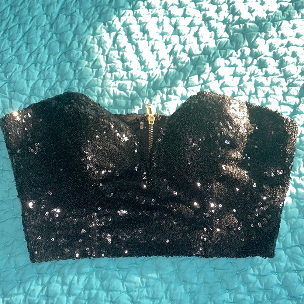sparkly black crop top